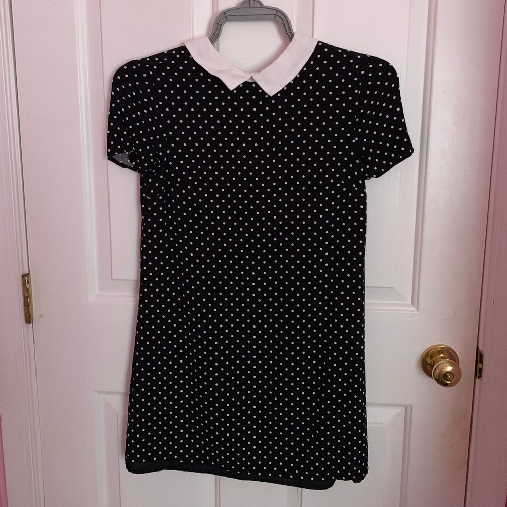 black & white polka dot dress